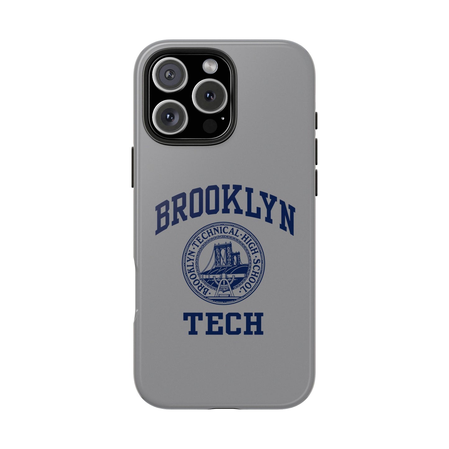 Classic Logo with Brooklyn Tech - Tough Phone Case - Grey with Navy-Blue graphics