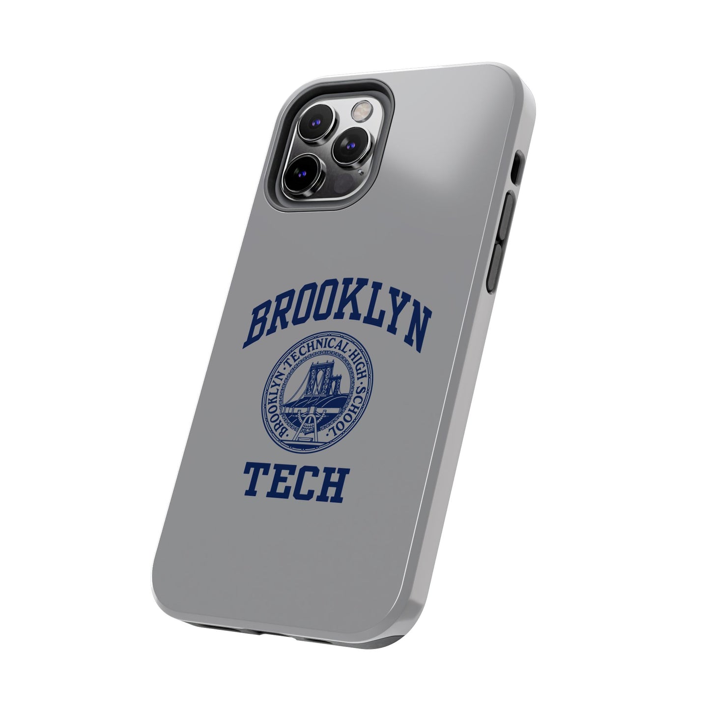 Classic Logo with Brooklyn Tech - Tough Phone Case - Grey with Navy-Blue graphics