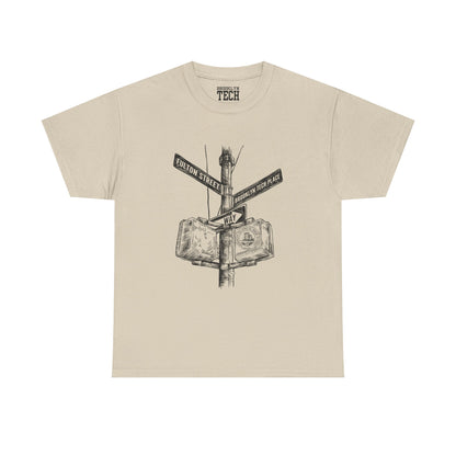 Boutique - Fulton St & Brooklyn Tech Pl - (Black Graphic) Men's Heavy Cotton T-Shirt