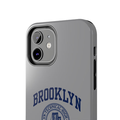Classic Logo with Brooklyn Tech - Tough Phone Case - Grey with Navy-Blue graphics