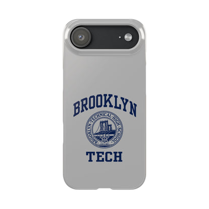 Brooklyn Tech Slim Phone Case - Grey with Navy-Blue Logo