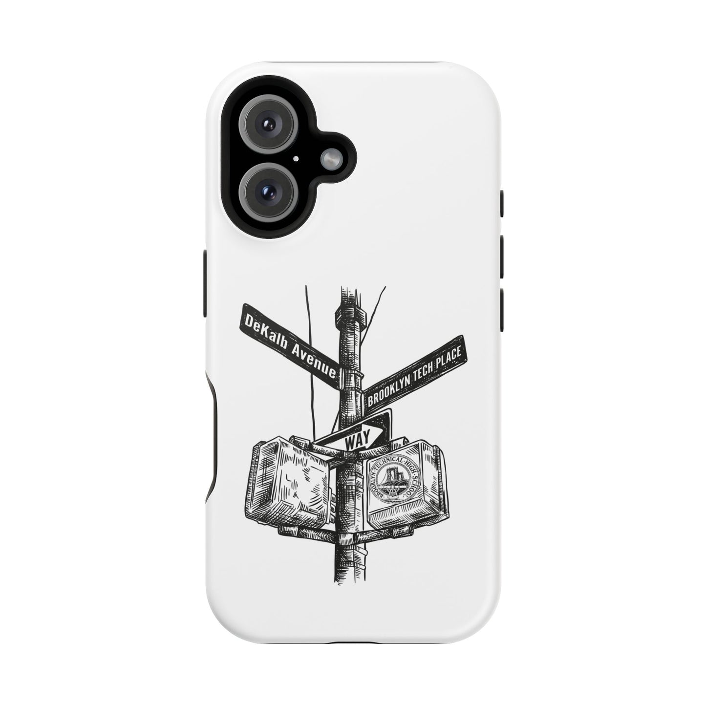 Dekalb Ave & Brooklyn Tech Pl (black graphic) - Impact-Resistant Phone Cases - White