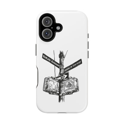 Dekalb Ave & Brooklyn Tech Pl (black graphic) - Impact-Resistant Phone Cases - White
