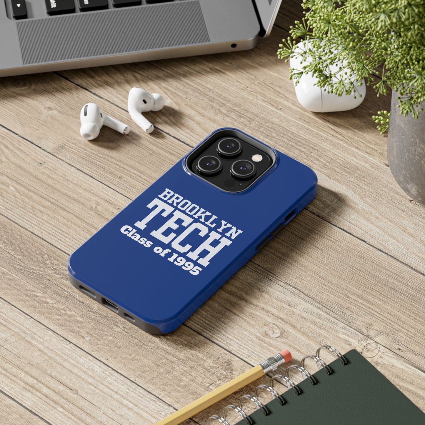 Brooklyn Tech Class of 1995 Tough Phone Case - Blue with white graphics