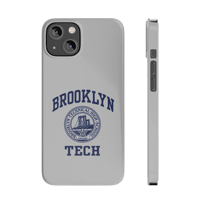 Brooklyn Tech Slim Phone Case - Grey with Navy-Blue Logo