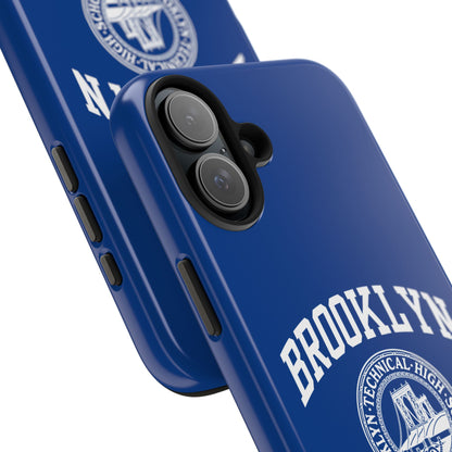 Brooklyn Tech Classic Logo - Tough Phone Cases - Navy blue with white graphics