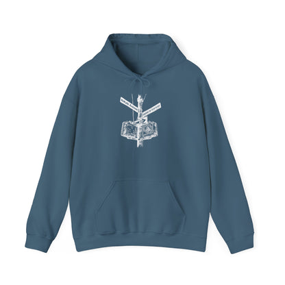 Boutique - DeKalb Ave & Brooklyn Tech Pl - (White Graphic) Men's Heavy Blend™ Hooded Sweatshirt