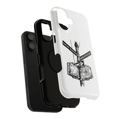 Dekalb Ave & Brooklyn Tech Pl (black graphic) - Impact-Resistant Phone Cases - White