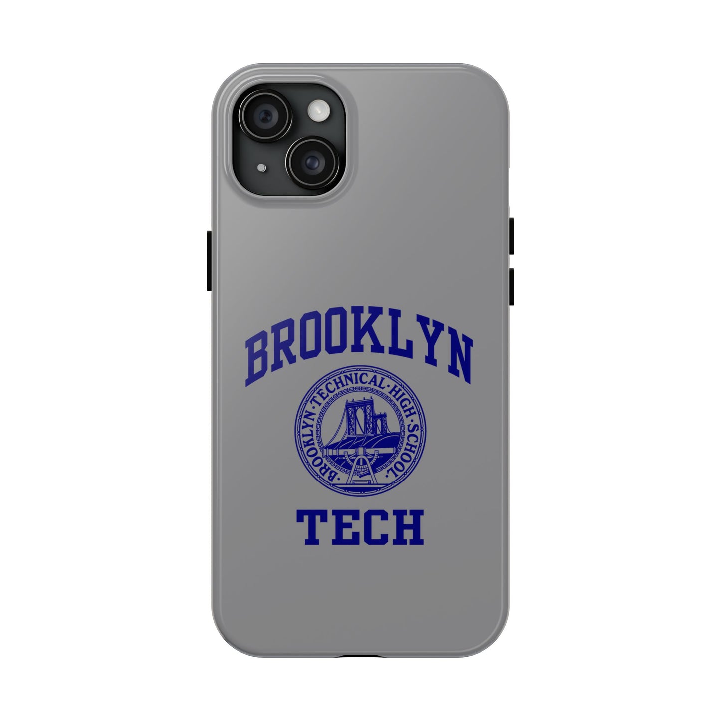 Brooklyn Tech Classic Logo - Tough Phone Case - Grey with Navy-Blue graphics