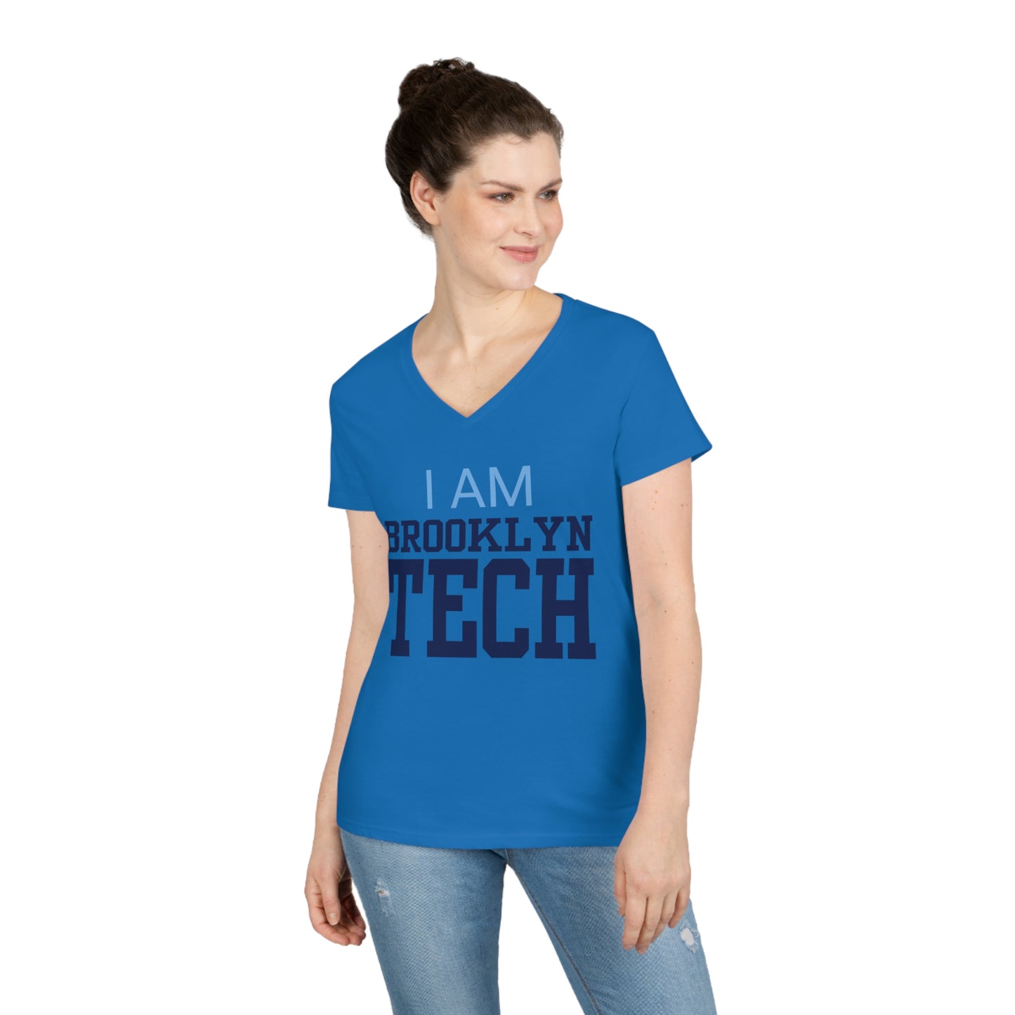 Classic Tech Seal - I Am Brooklyn Tech - Ladies V-Neck T-Shirt