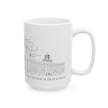 Tech Building - Ceramic Mug, (11oz, 15oz) - B&w