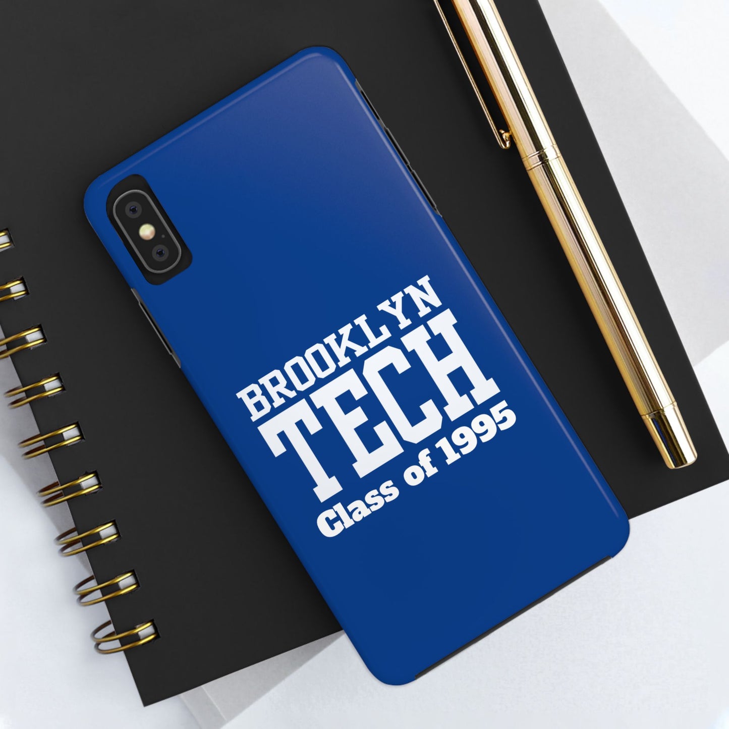 Brooklyn Tech Class of 1995 Tough Phone Case - Blue with white graphics