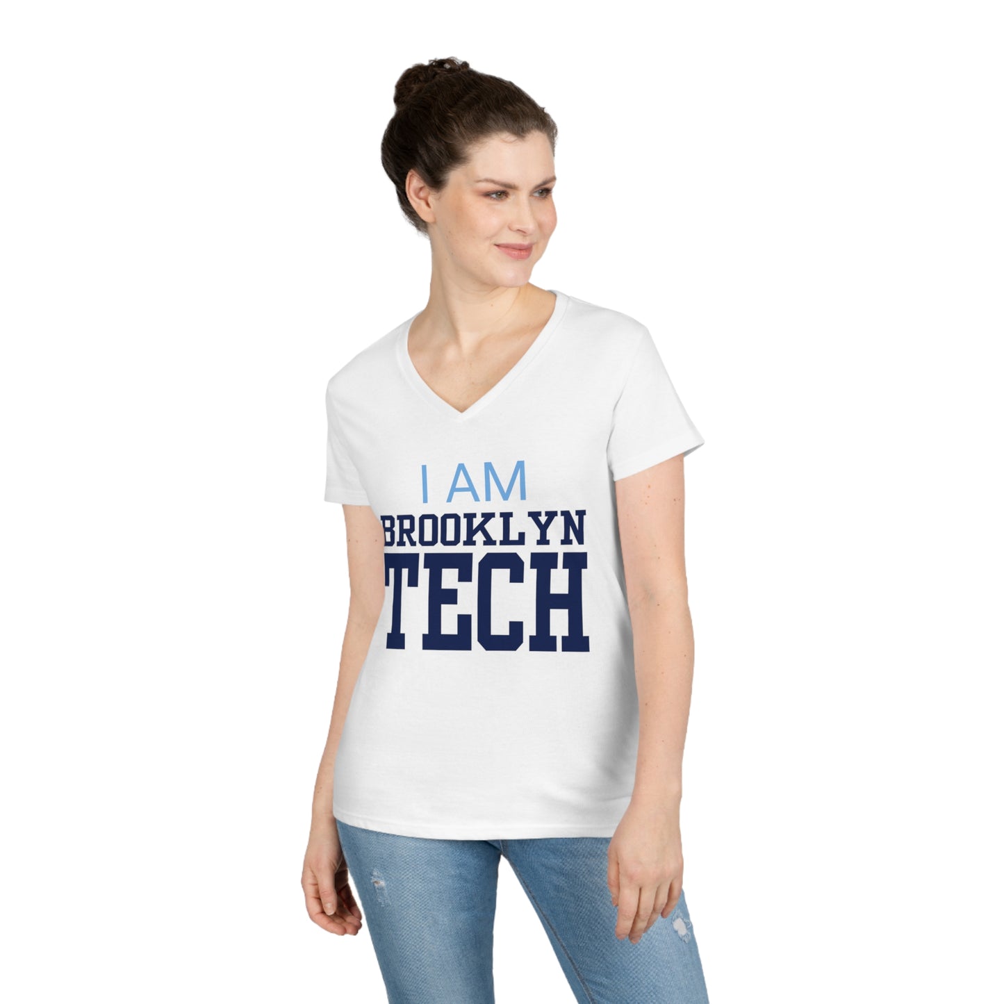 Classic Tech Seal - I Am Brooklyn Tech - Ladies V-Neck T-Shirt