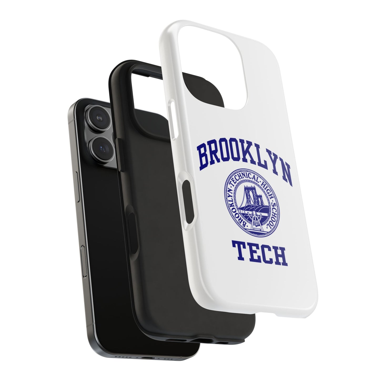 Brooklyn Tech Classic Logo - Tough Phone Cases - White with navy-blue graphic