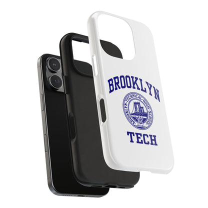 Brooklyn Tech Classic Logo - Tough Phone Cases - White with navy-blue graphic