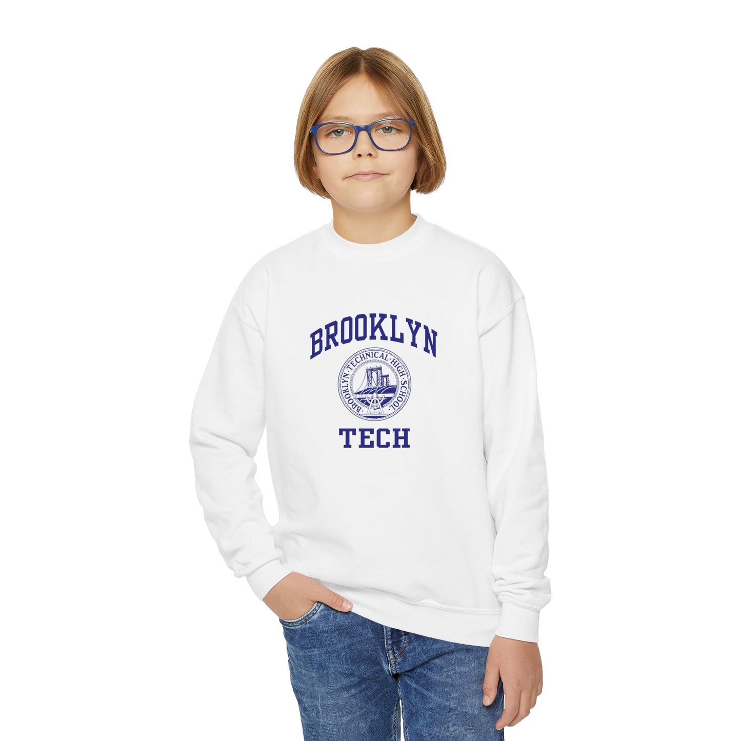 Family - Brooklyn Tech Classic Logo - Youth Crewneck Sweatshirt