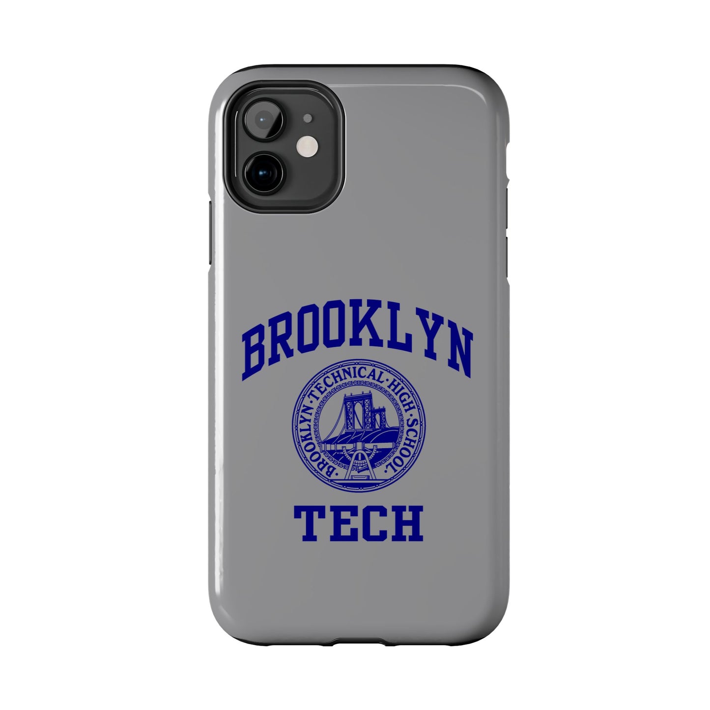 Brooklyn Tech Classic Logo - Tough Phone Case - Grey with Navy-Blue graphics