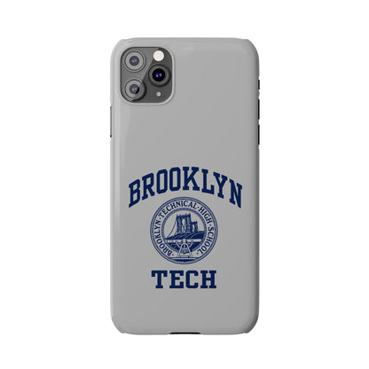 Brooklyn Tech Slim Phone Case - Grey with Navy-Blue Logo