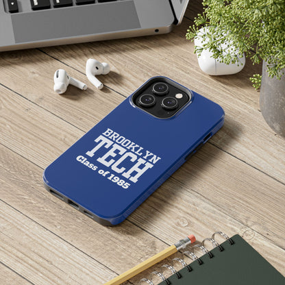 Brooklyn Tech Class Of 1985 Tough Phone Case - Navy-Blue With White Graphics