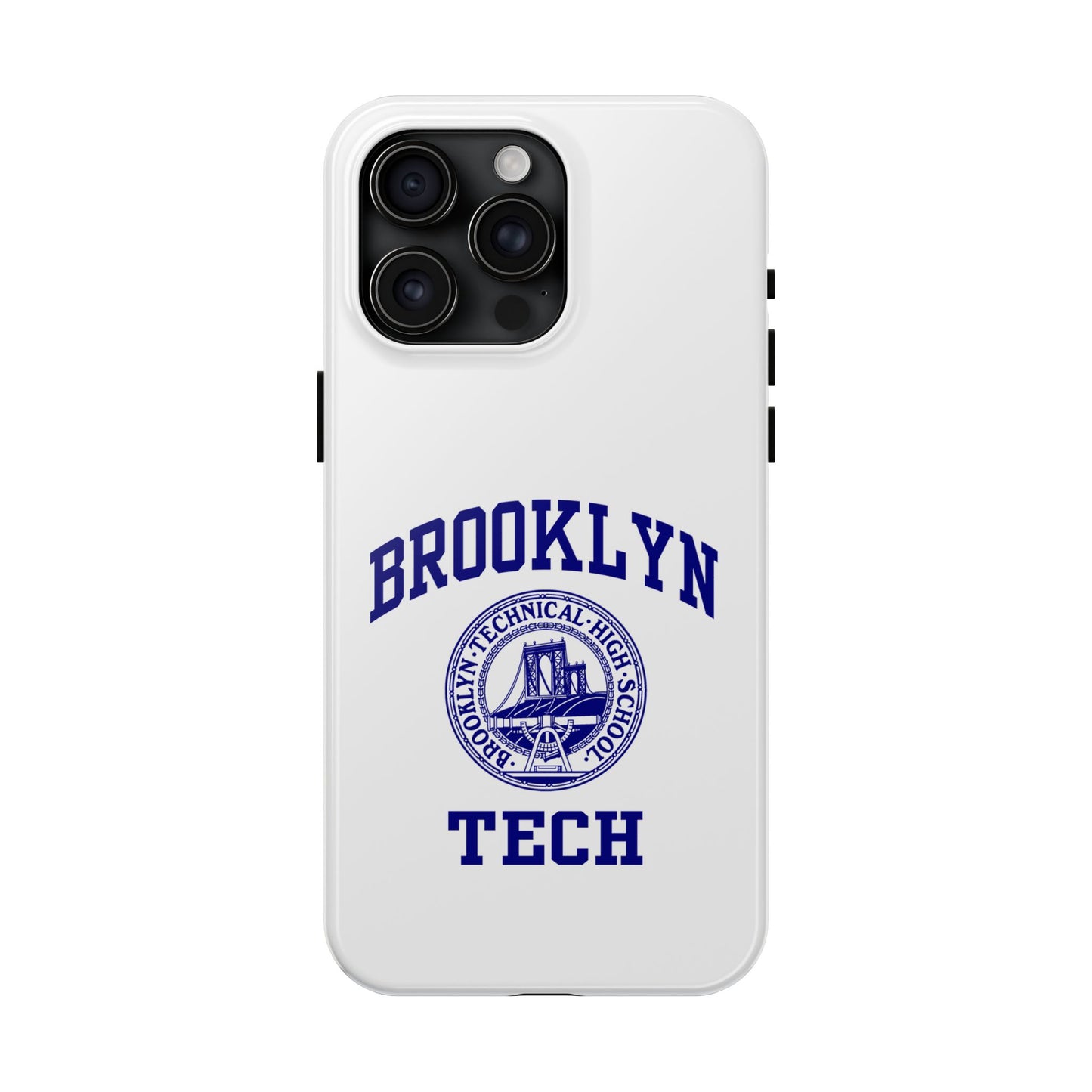 Brooklyn Tech Classic Logo - Tough Phone Cases - White With Navy-Blue Graphic