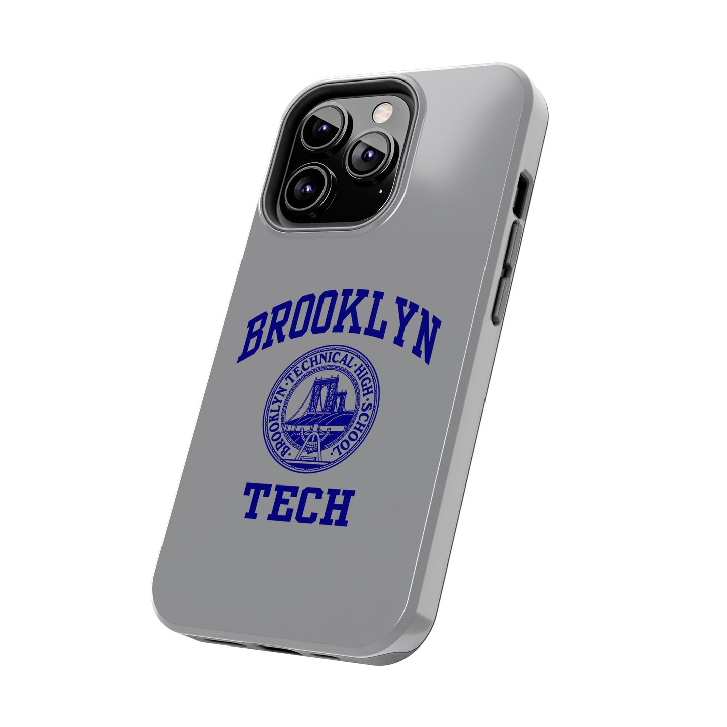 Brooklyn Tech Classic Logo - Tough Phone Case - Grey with Navy-Blue graphics