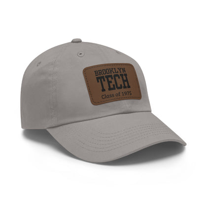 Classic Brooklyn Tech - Hat with Leather Patch (Rectangle) - Class of 1975 - Black & White fonts