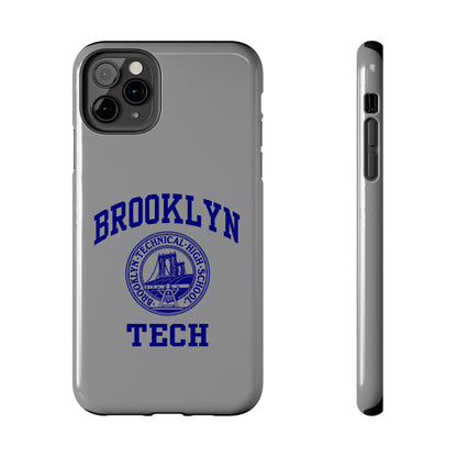Brooklyn Tech Classic Logo - Tough Phone Case - Grey with Navy-Blue graphics