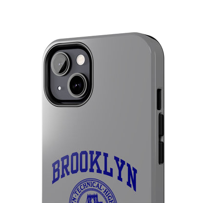 Brooklyn Tech Classic Logo - Tough Phone Case - Grey with Navy-Blue graphics