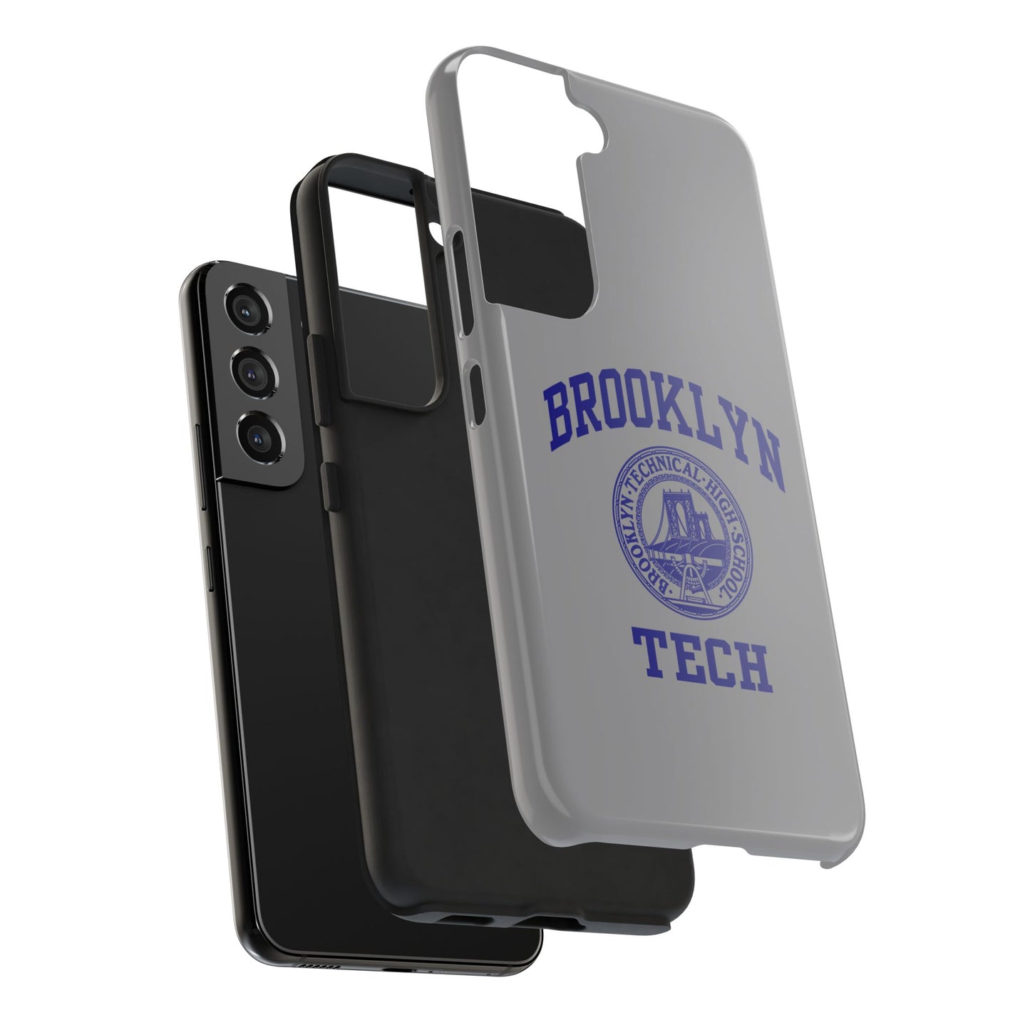 Brooklyn Tech Classic Logo - Tough Phone Case - Grey with Navy-Blue graphics