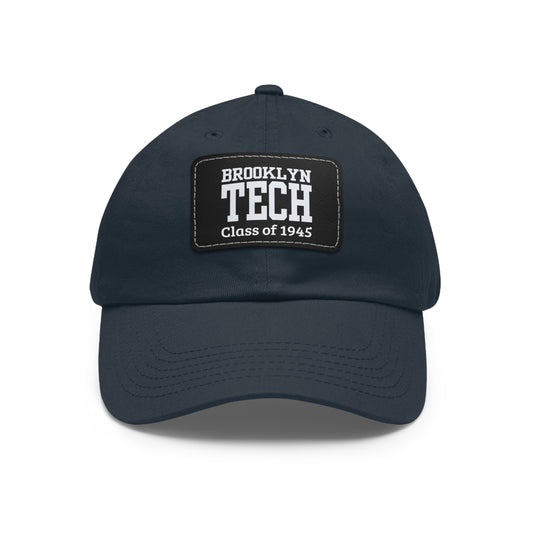 Classic Brooklyn Tech - Hat With Leather Patch (rectangle) - Class Of 1945 - White Font