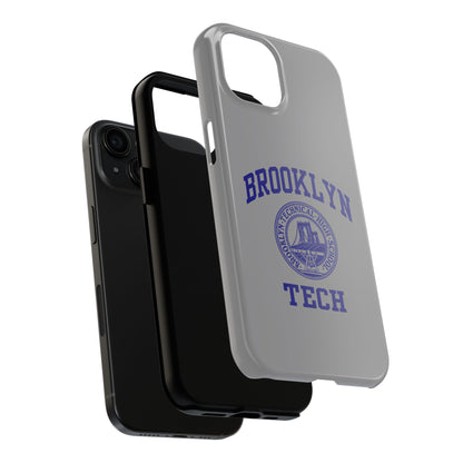 Brooklyn Tech Classic Logo - Tough Phone Case - Grey with Navy-Blue graphics