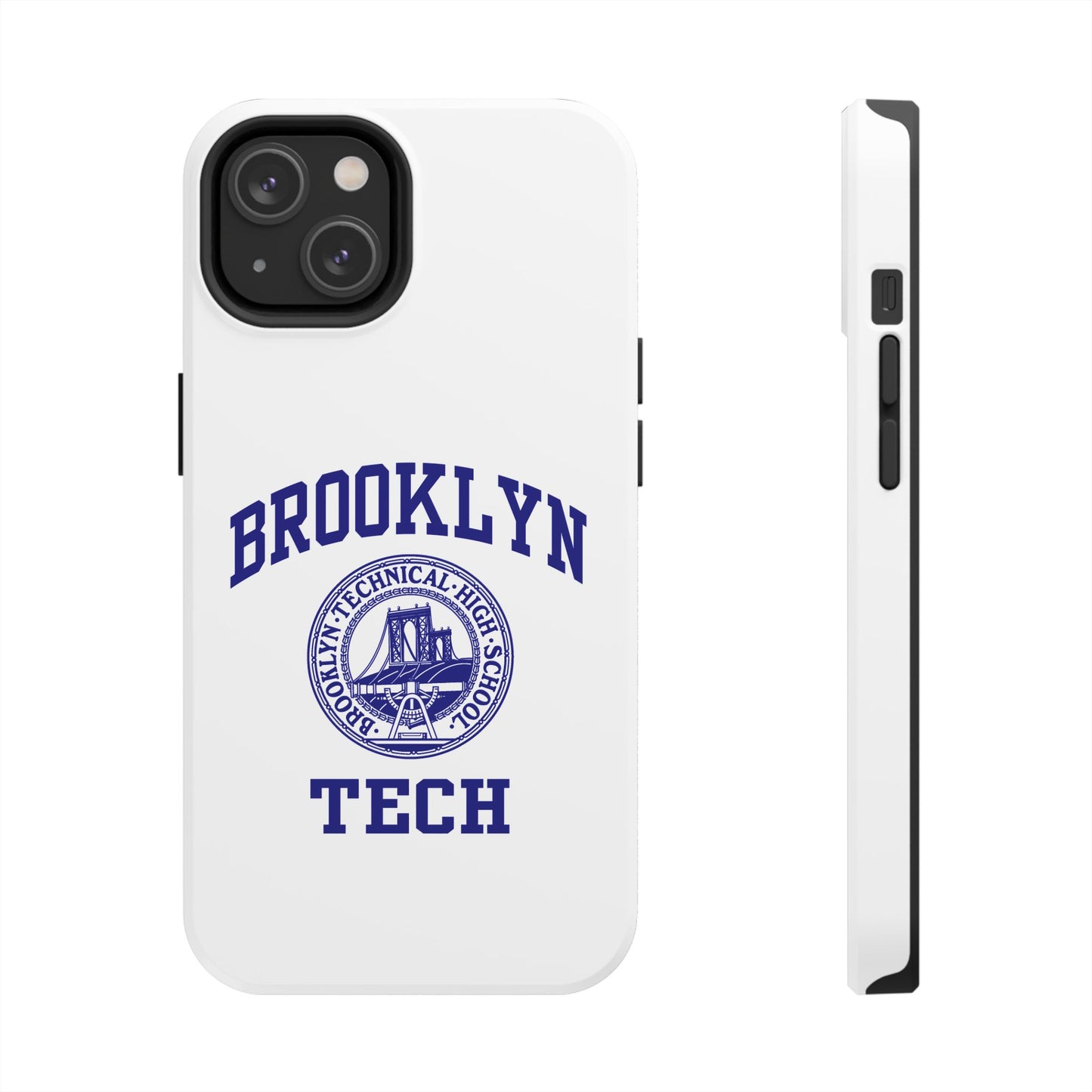 Brooklyn Tech Classic Logo - Tough Phone Cases - White With Navy-Blue Graphic