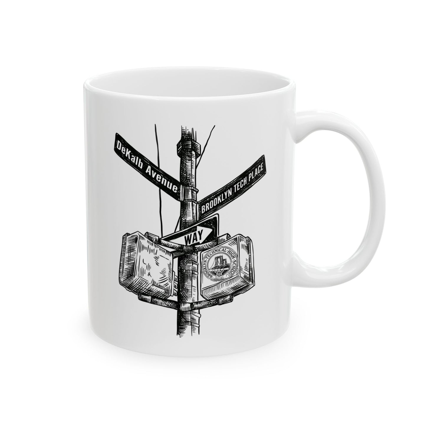 Dekalb Ave & Brooklyn Tech Pl - Ceramic Mug, (11oz, 15oz) - B&w