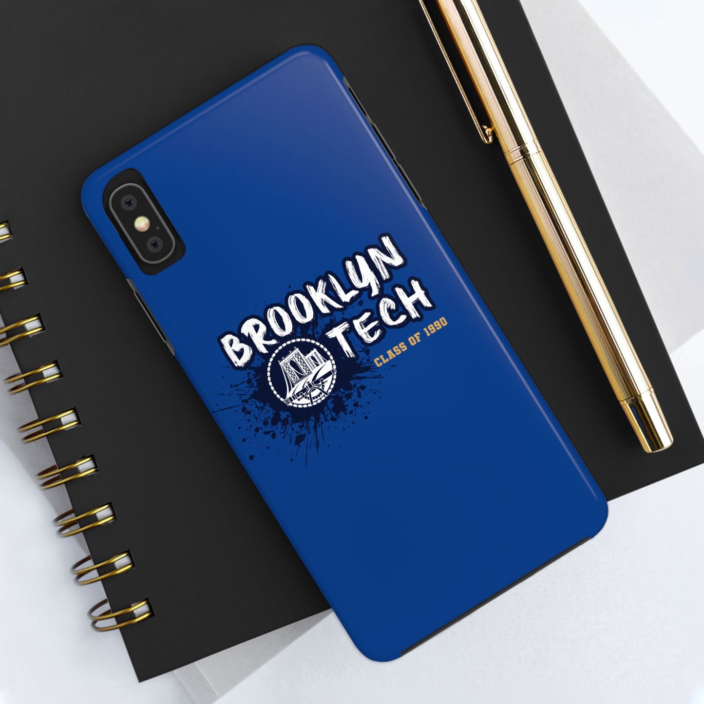 Class Of 1990 Commemorative Tough Phone Cases - Gold Font With Dark Blue Background