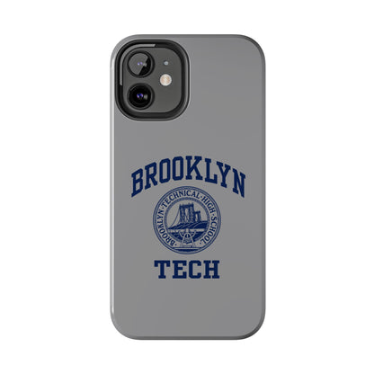 Classic Logo with Brooklyn Tech - Tough Phone Case - Grey with Navy-Blue graphics