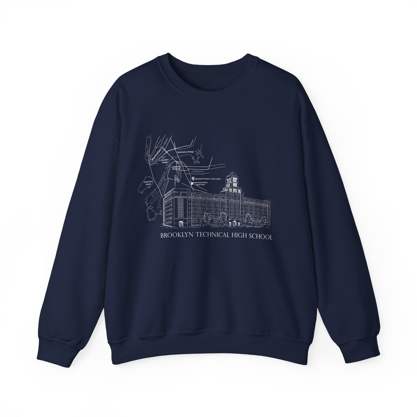 Boutique - Monochrome Building & Map - Men's Heavy Blend Crewneck Sweatshirt