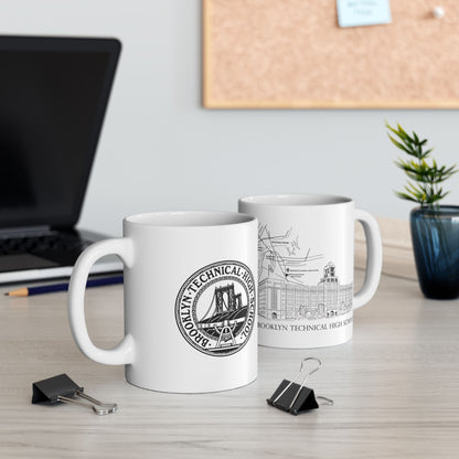 Tech Building - Ceramic Mug, (11oz, 15oz) - B&W