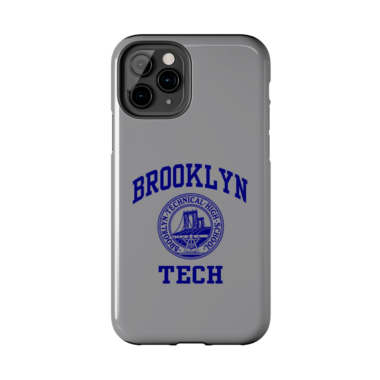 Brooklyn Tech Classic Logo - Tough Phone Case - Grey with Navy-Blue graphics