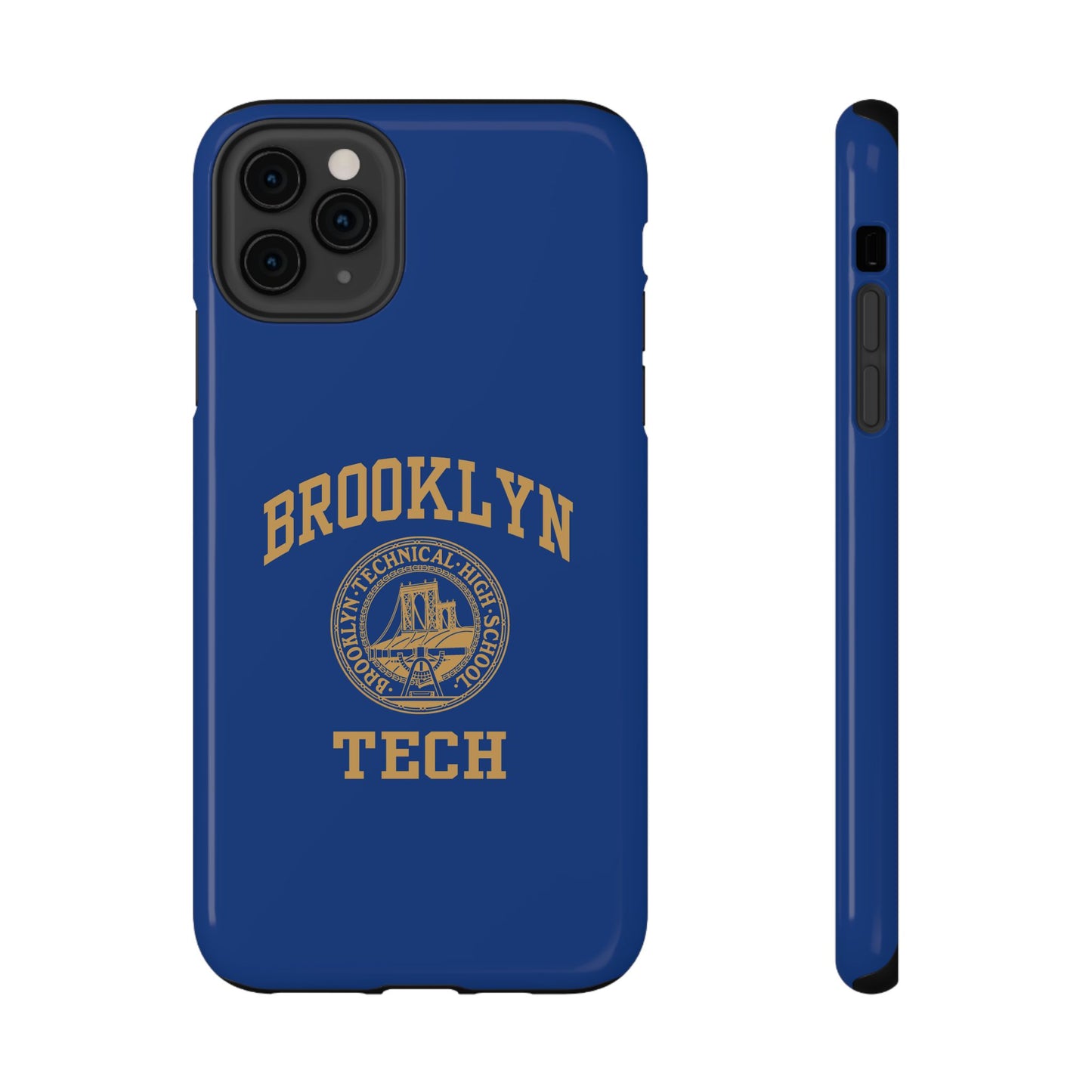 Brooklyn Tech Classic Logo - Impact-Resistant Phone Cases - Iphone Or Samsung - Navy With Gold Graphic