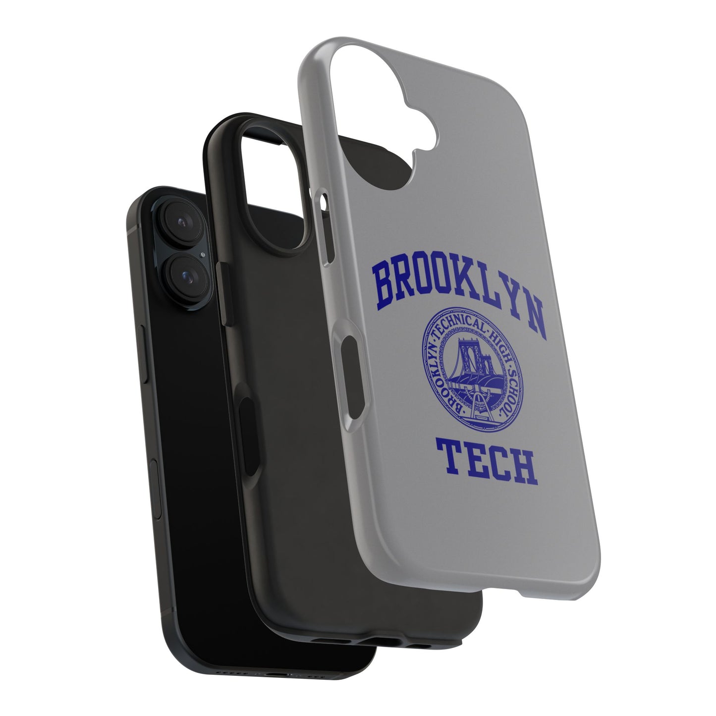 Brooklyn Tech Classic Logo - Tough Phone Case - Grey with Navy-Blue graphics