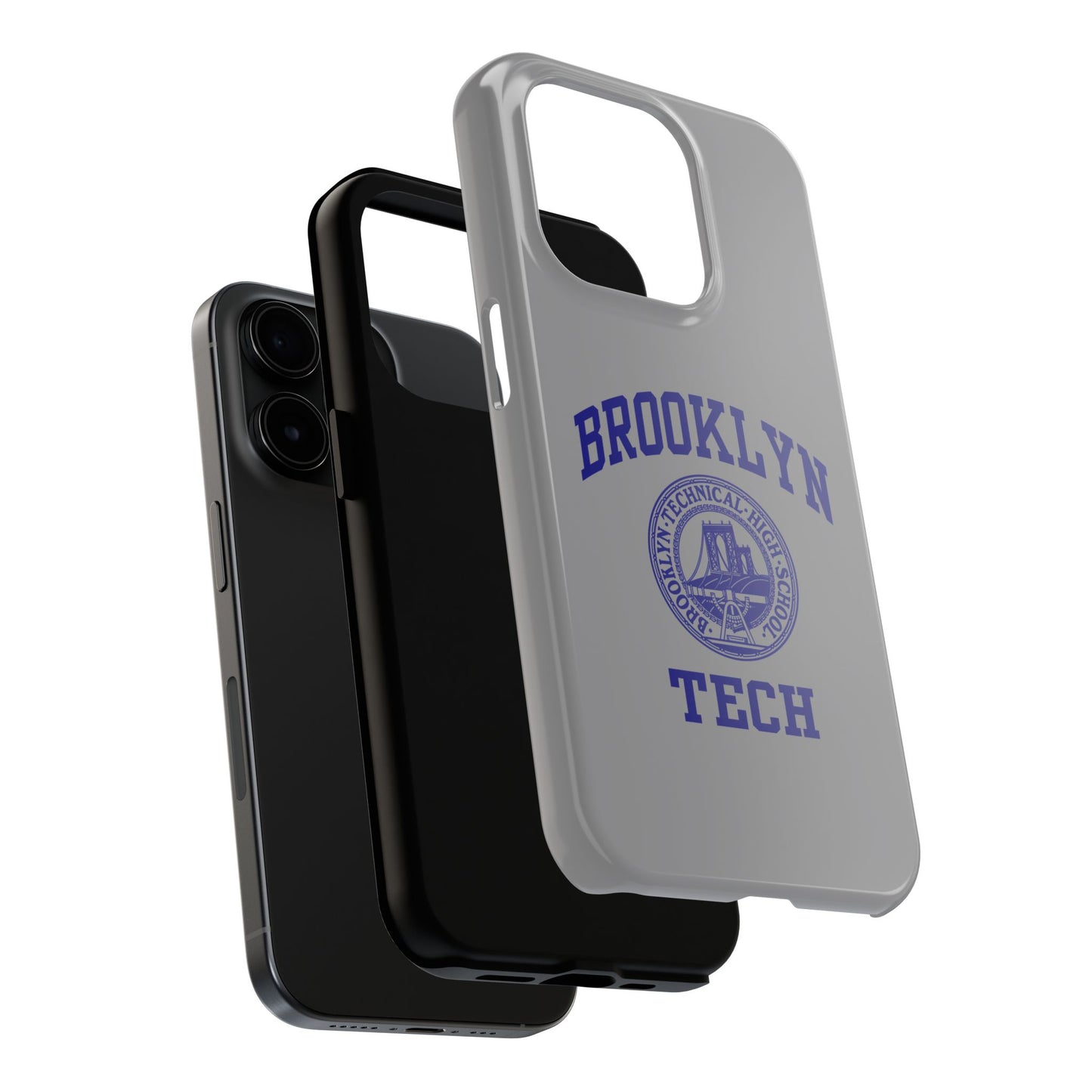 Brooklyn Tech Classic Logo - Tough Phone Case - Grey with Navy-Blue graphics
