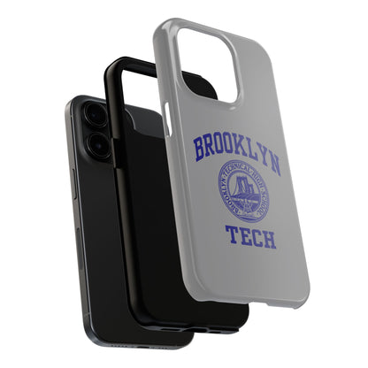 Brooklyn Tech Classic Logo - Tough Phone Case - Grey with Navy-Blue graphics