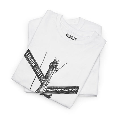 Boutique - Fulton St & Brooklyn Tech Pl - (Black Graphic) Men's Heavy Cotton T-Shirt