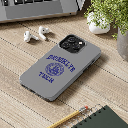 Brooklyn Tech Classic Logo - Tough Phone Case - Grey with Navy-Blue graphics