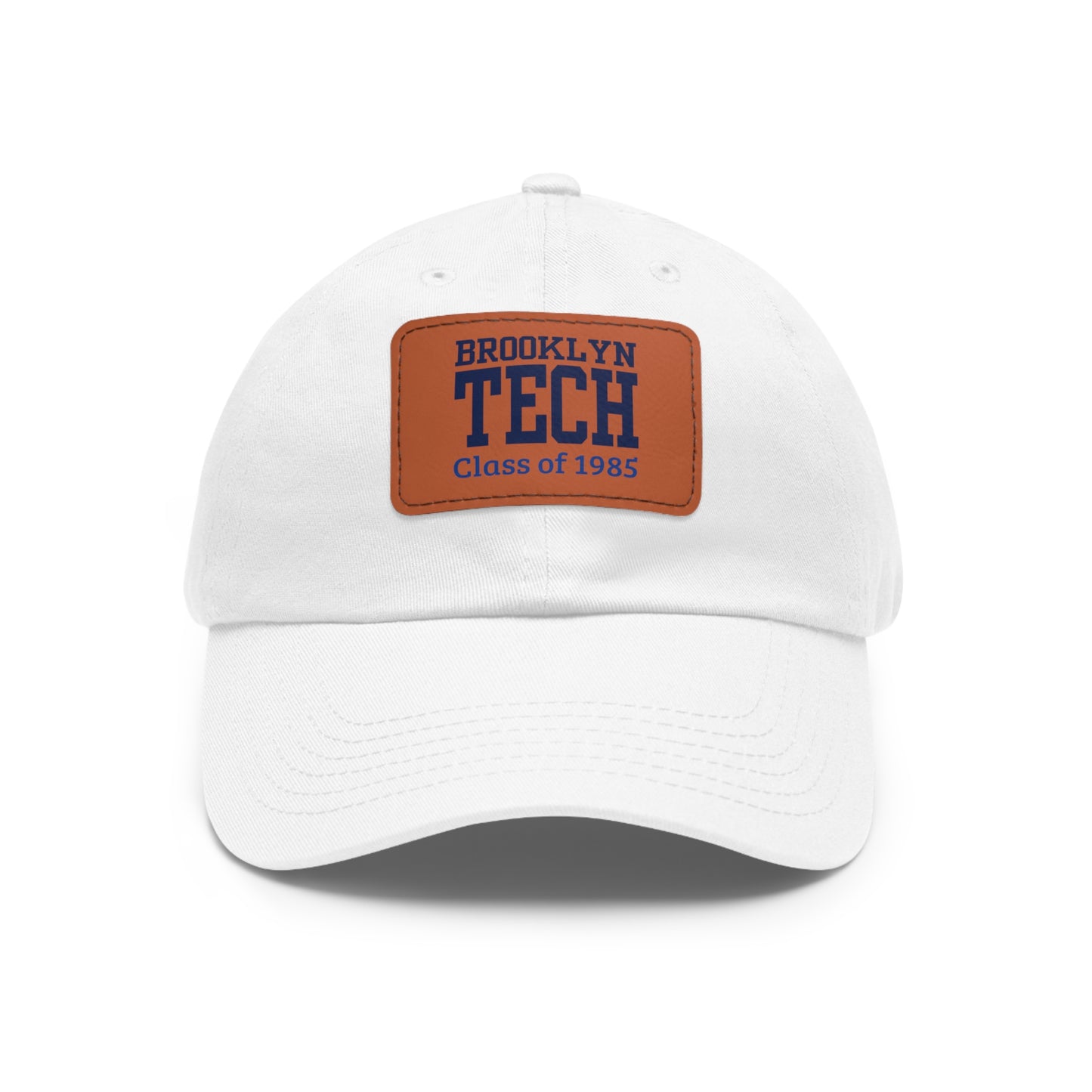 Classic Brooklyn Tech - Hat with Leather Patch (Rectangle) - Class of 1985 - Navy Font