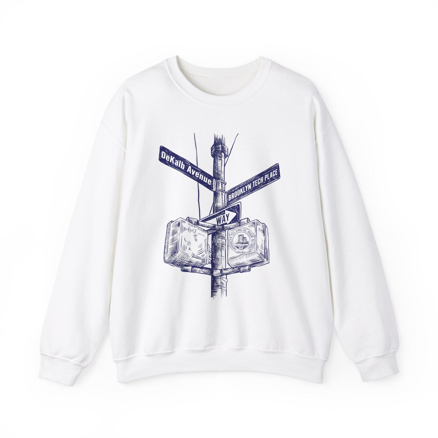 Boutique - Dekalb Ave & Brooklyn Tech Pl - (navy Graphic) Men's Heavy Blend™ Crewneck Sweatshirt