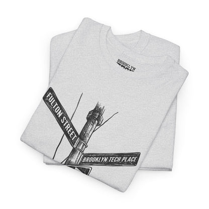 Boutique - Fulton St & Brooklyn Tech Pl - (Black Graphic) Men's Heavy Cotton T-Shirt