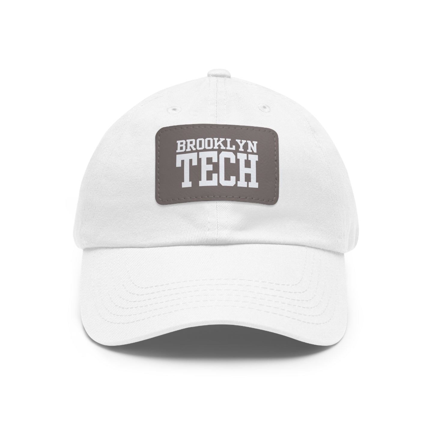 Brooklyn Tech - Hat With Leather Patch - Classic White Font (rectangle)