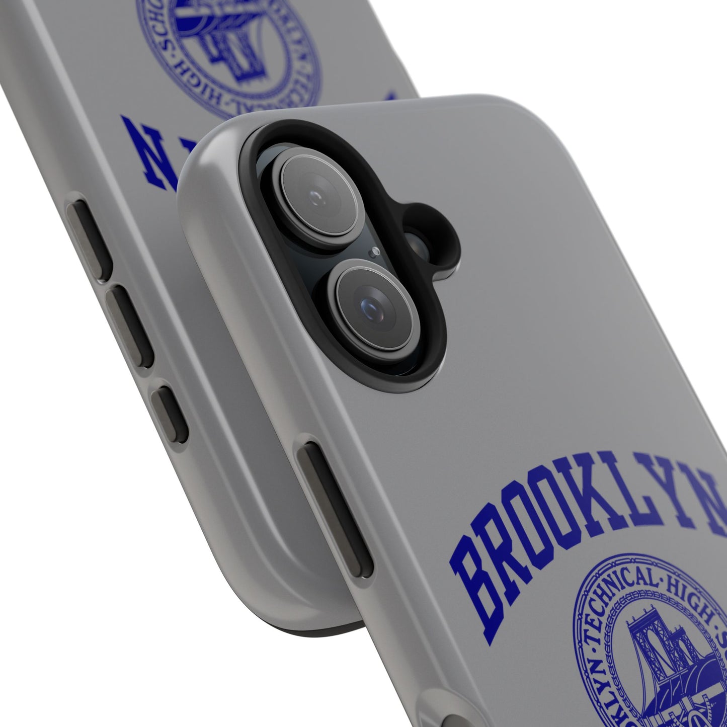Brooklyn Tech Classic Logo - Tough Phone Case - Grey with Navy-Blue graphics