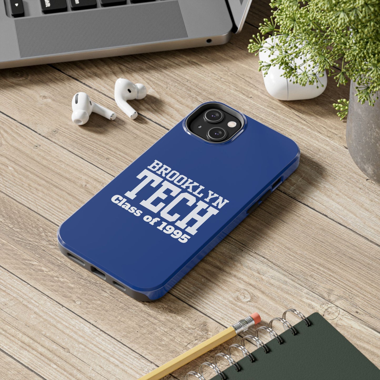 Brooklyn Tech Class of 1995 Tough Phone Case - Blue with white graphics
